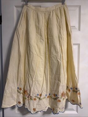 Women's Cream cotton midi skirt and top set